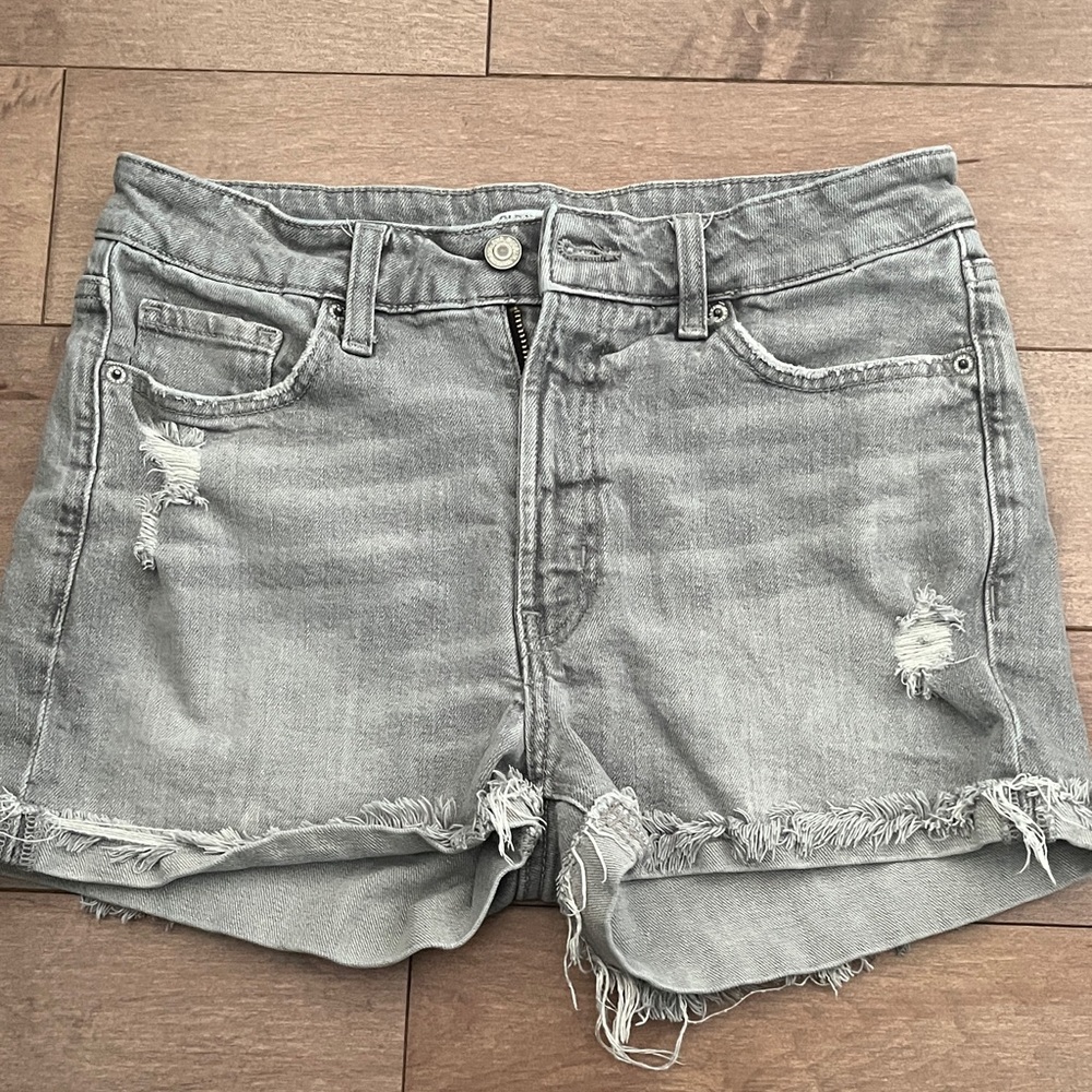 Old Navy Light Gray Frayed Jean Shorts